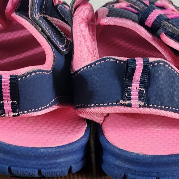Falls Creek Navy Bright Pink Velcro Strap Closed Toe Bungee Jill Sandals Sz 2M - Picture 7 of 16